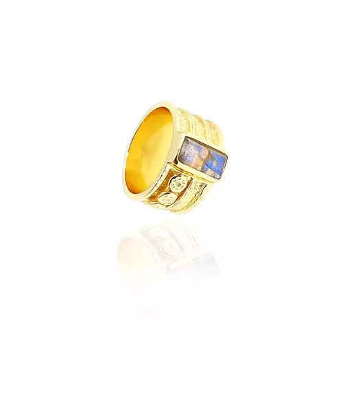 Lampratorite Baguette Ring - Silver 925 Gold plated