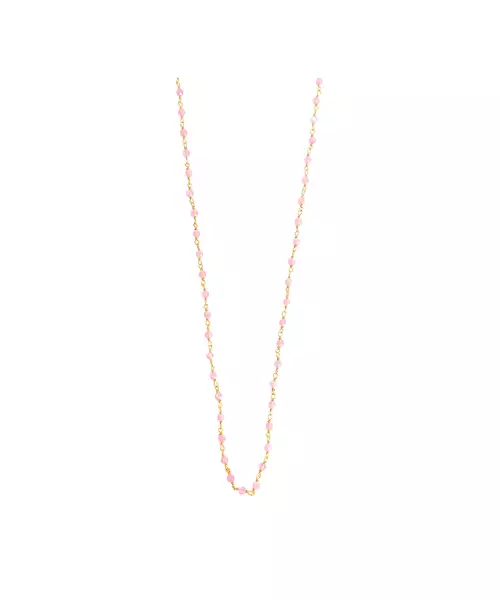 Rosary Pink Stones Necklace - Silver 925 Gold Plated