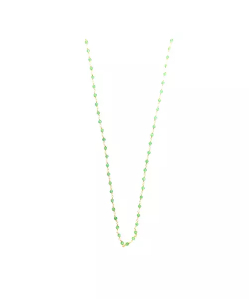 Rosary Light Green Necklace - Silver 925 Gold Plated