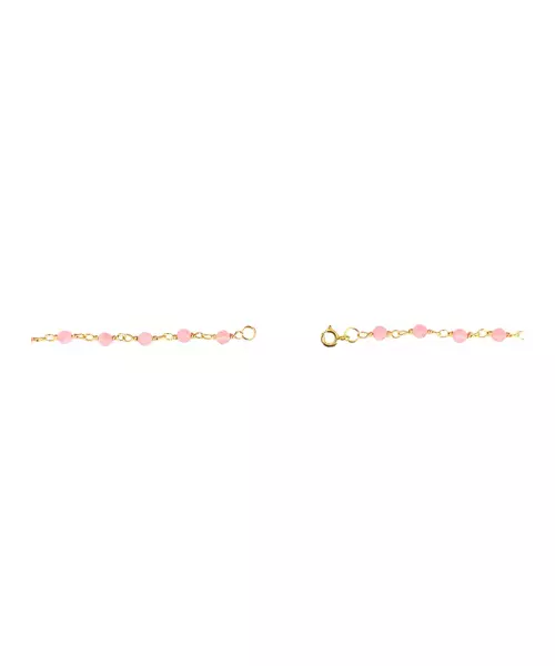 Rosary Pink Stones Necklace - Silver 925 Gold Plated