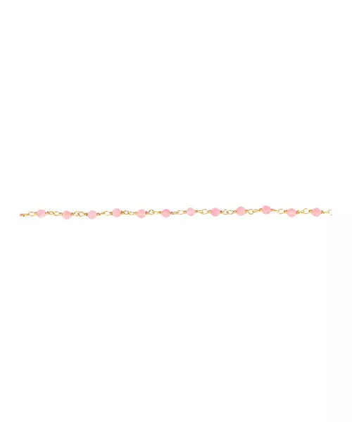 Rosary Pink Anklet - Silver 925 Gold Plated