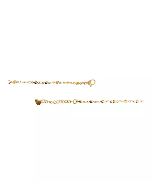 Anklet flowers and hearts - Stainless Steel Gold