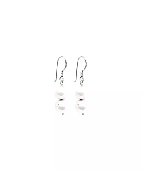 Hanging Double Pearl Earrings - Silver 925