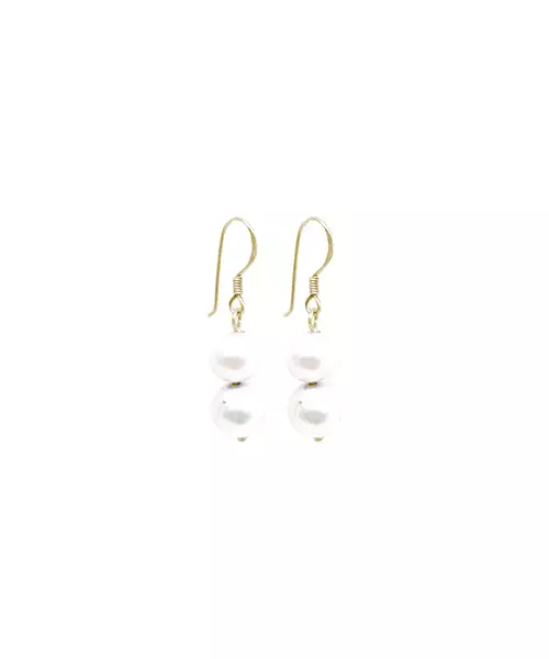 Hanging Double Pearl Earrings - Silver 925