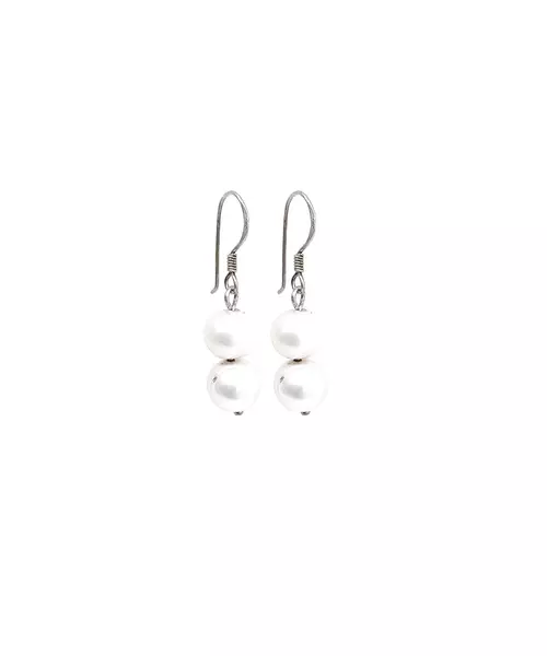 Hanging Double Pearl Earrings - Silver 925