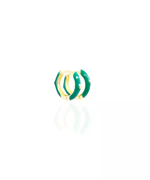 Enamel Earrings Green - Silver 925 Gold Plated