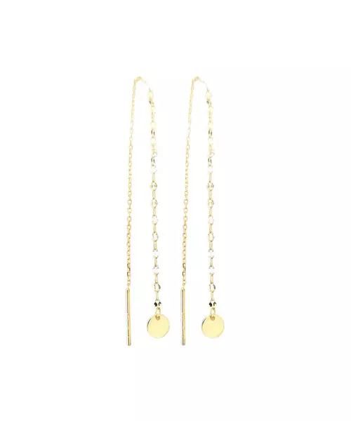 Earrings Coin Thread - Silver 925 Gold Plated