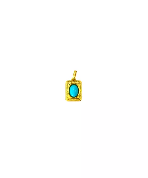 9ct Gold - Turquoise Rentagle Pendant - No Chain(Only Pendant)