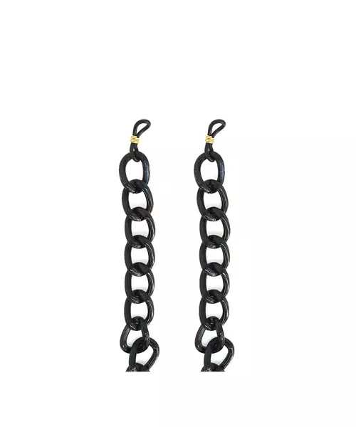 Glasses: Black Oval Chain - Aluminium