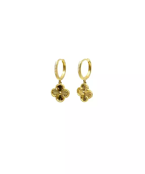 9ct Gold Hoops - Four-Leaf Clover