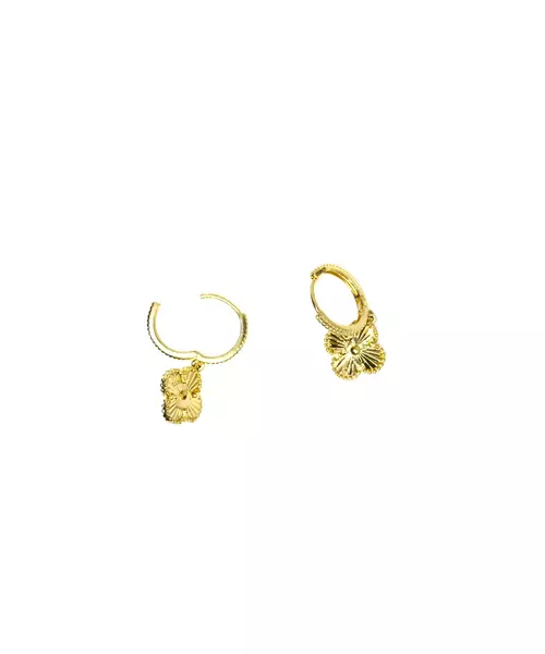 9ct Gold Hoops - Four-Leaf Clover