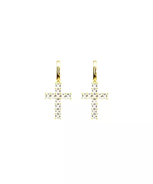 Earrings Cross - Stainless Steel Gold plated