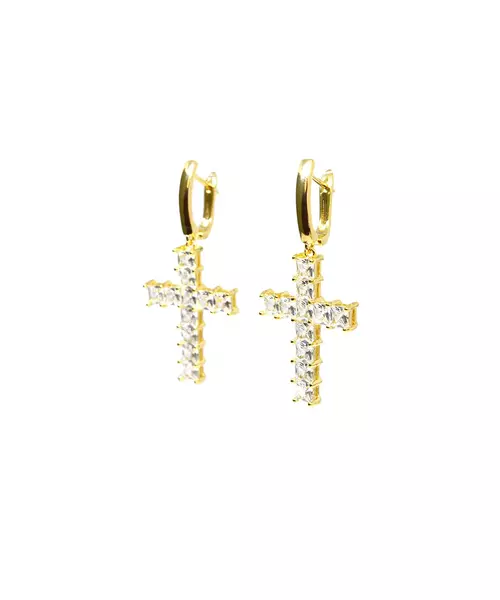 Earrings Cross - Stainless Steel Gold plated