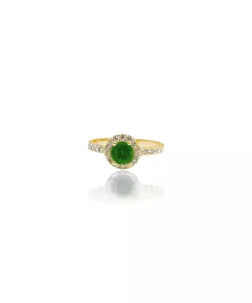 Diana Ring Green Round - Silver 925 Gold Plated