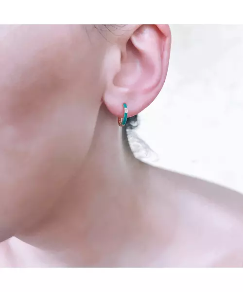 Enamel Earrings Green - Silver 925 Gold Plated