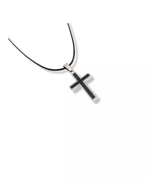 Necklace Cross Modern - Stainless Steel Silver - Rope Stainless Steel