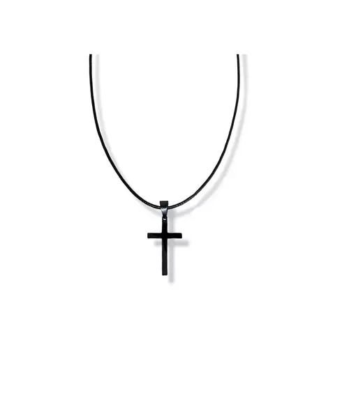 Necklace Cross Black - Stainless Steel - Rope Stainless Steel