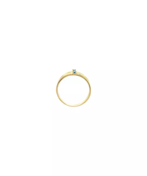 9ct Gold Ring - Four Lines and Blue Zircons