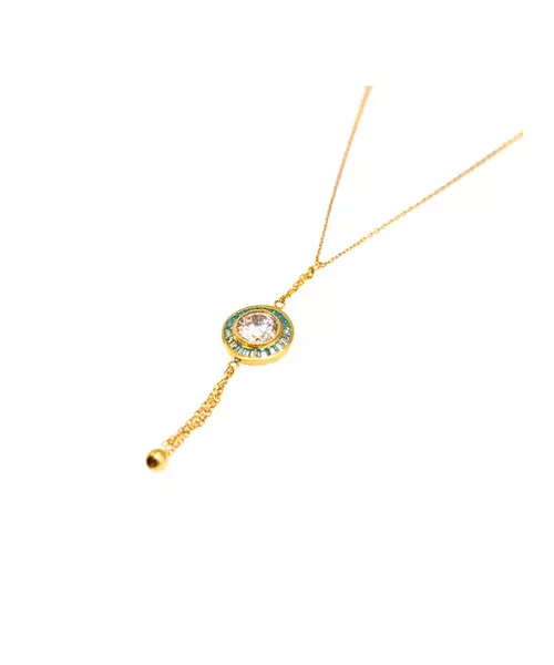 9ct Gold Necklace - TwoFaced with Blue and White Zircons