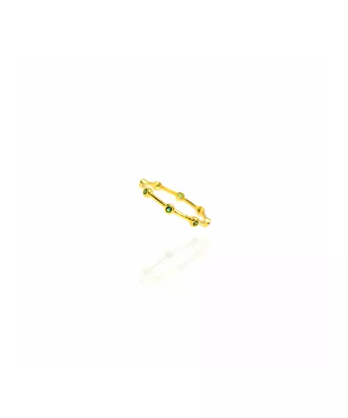 Ring Green Zircons - Silver 925 and Gold Plated