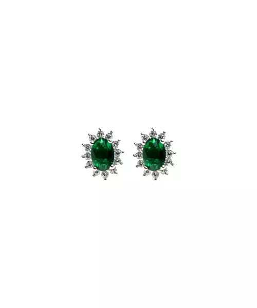 Diana Earrings with Green Zircon - Silver 925