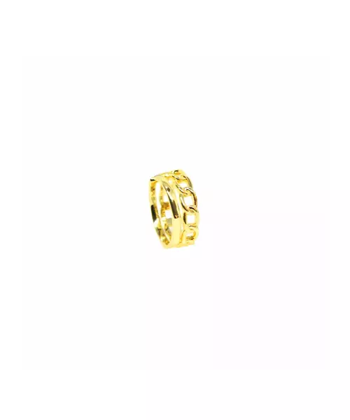 Ring Double Chain Octagon - Silver Gold Plated