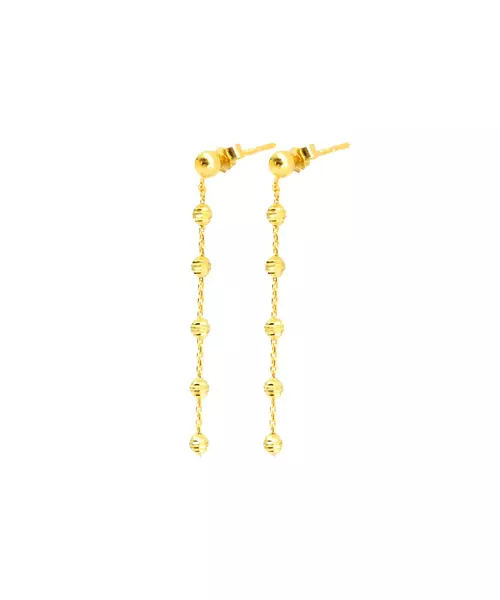 Diamond Cut 5 Balls Earrings - Silver 925 and Gold Plated