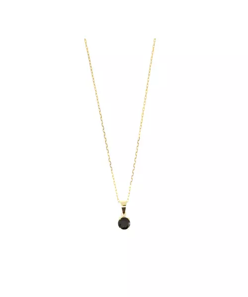 9ct Gold Necklace - Black Zircon - 50cm