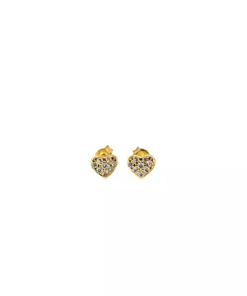 Heart with zircons Earrings - Silver 925 and Gold Plated