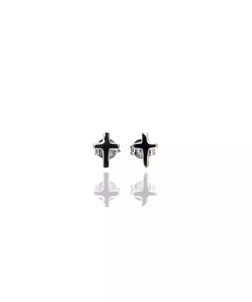 Plain Cross Earrings - Silver 925 and Gold Plated