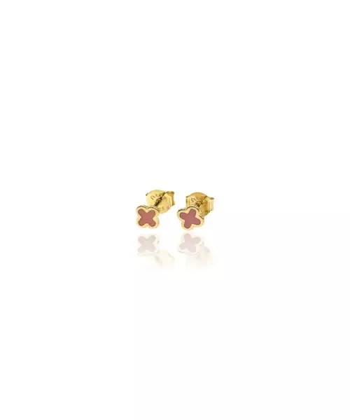 Pink Cross Earrings - Silver 925 and Gold Plated