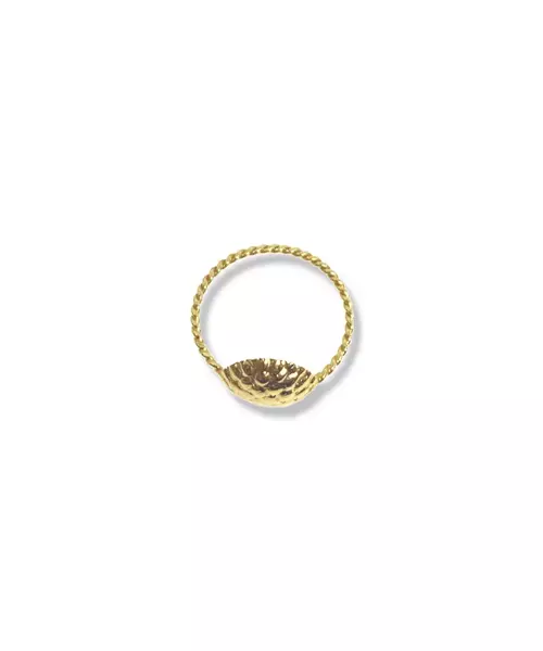 9ct Gold Ring - Hammered Circle