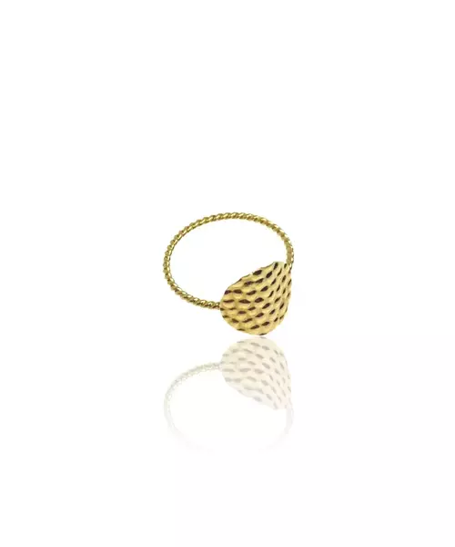 9ct Gold Ring - Hammered Circle