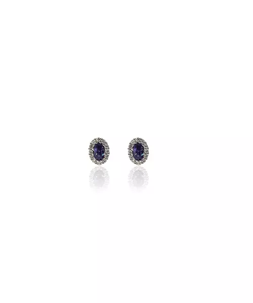 Studs Diana Oval Purple - Silver 925 and Gold Plated