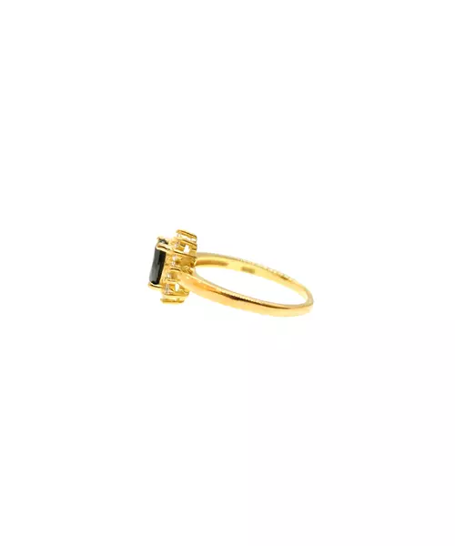 Diana Ring with Black stone - Silver 925 Gold Plated