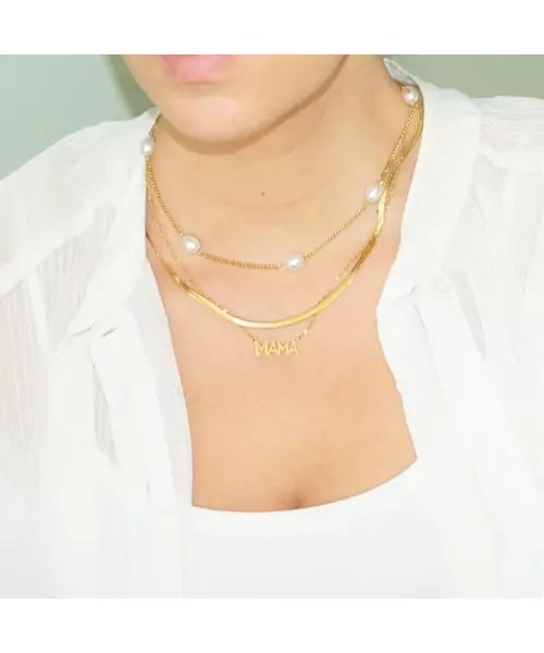 Necklace MAMA - Stainless Steel Gold Plated