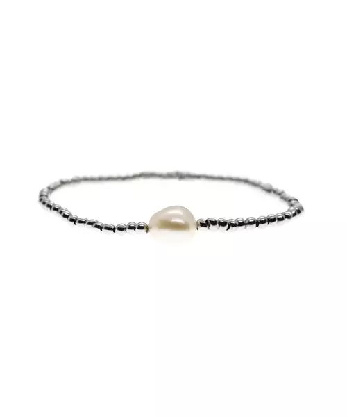 Pearl Beeds Bracelet - Silver and Gold Plated - Silver