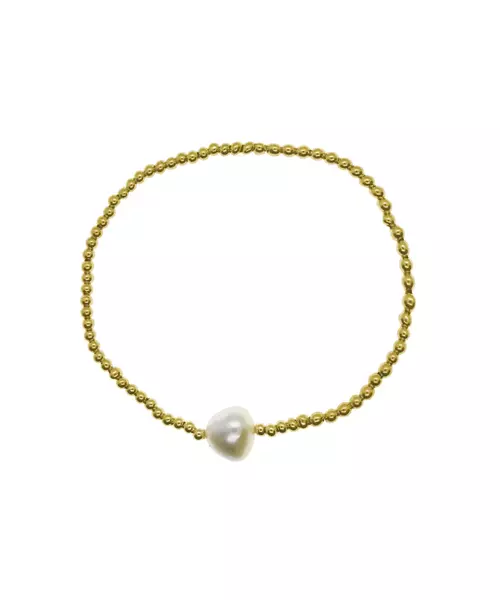 Pearl Beeds Bracelet - Silver and Gold Plated - Silver