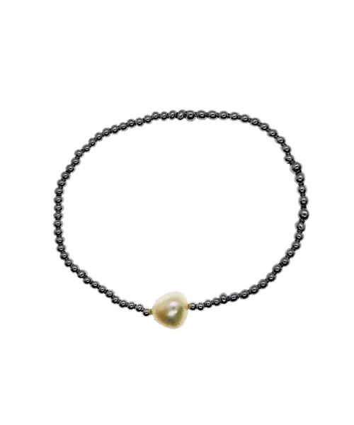 Pearl Beeds Bracelet - Silver and Gold Plated - Silver