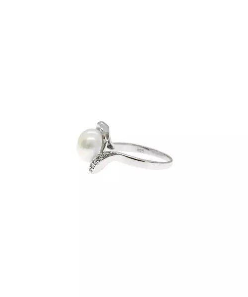 Silver 925 Ring - Pearl and Zircons