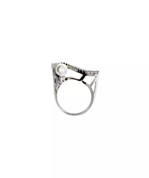 Silver 925 Ring - Pearl and Zircons