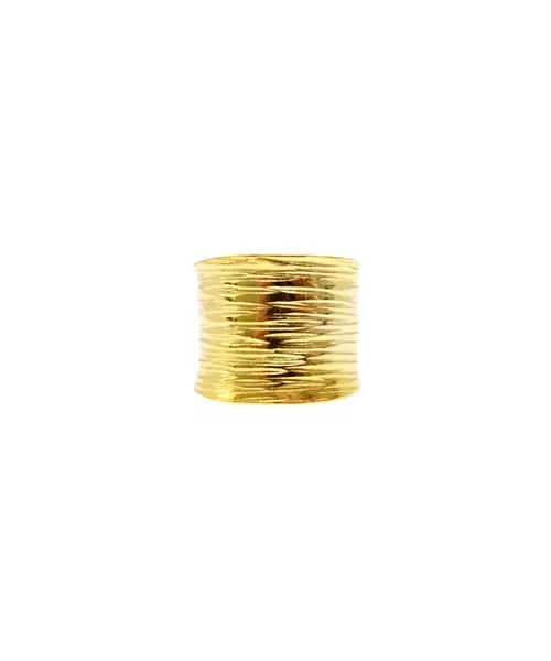 Ring Thick Textured- Silver 925 and Gold Plated