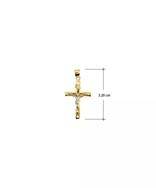 9ct Yellow and White Gold Cross with Jesus Christ