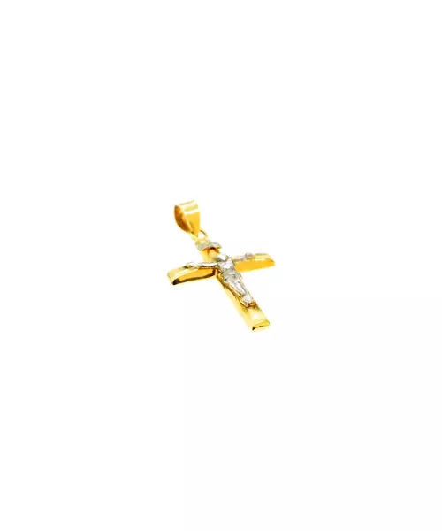 9ct Yellow and White Gold Cross with Jesus Christ