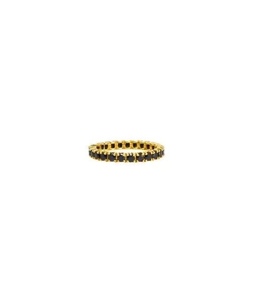 9ct Gold Ring - Infinity with Black Zircons