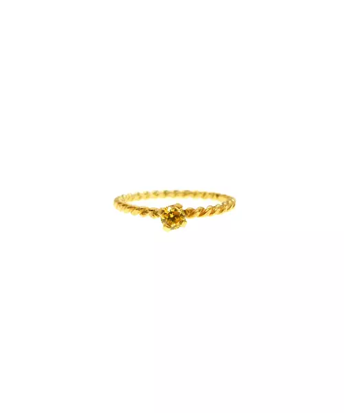 Silver 925 Gold Plated - Twist Ring with yellow zircon