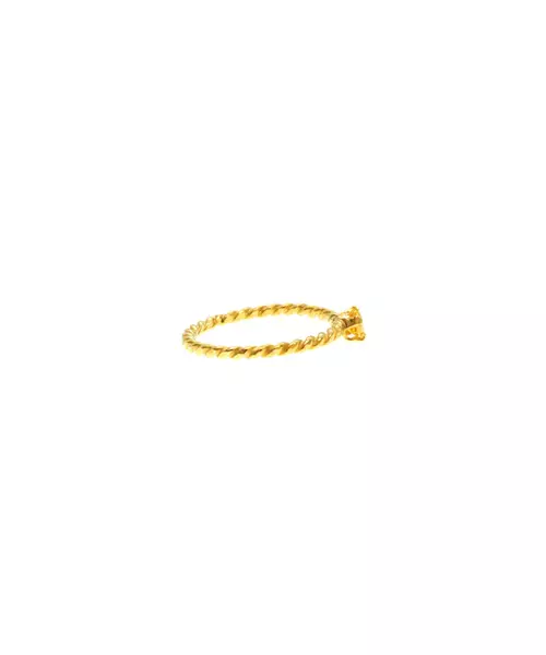 Silver 925 Gold Plated - Twist Ring with yellow zircon