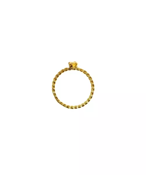 Silver 925 Gold Plated - Twist Ring with yellow zircon