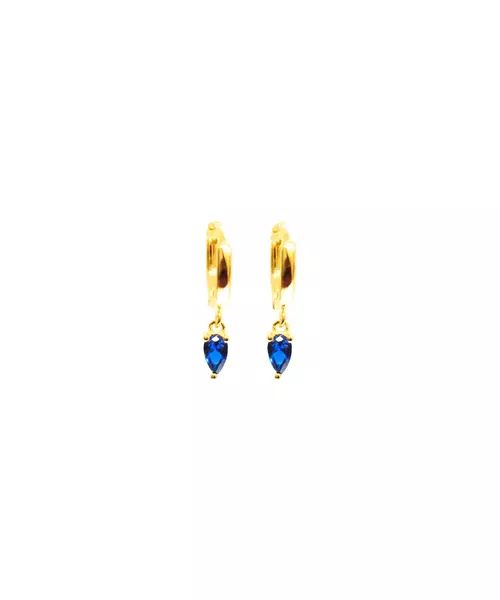 Small Hoops with Drop Colored Zircons - Silver 925 and Gold Plated