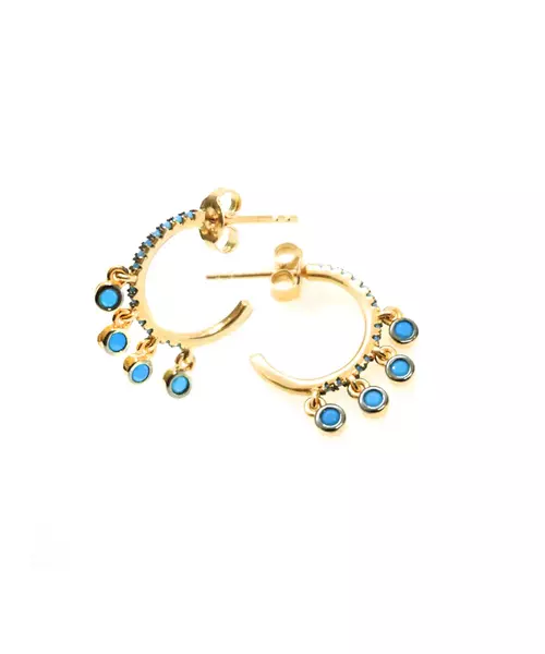 Silver 925 Gold - Small Hoops with hanging Zircons